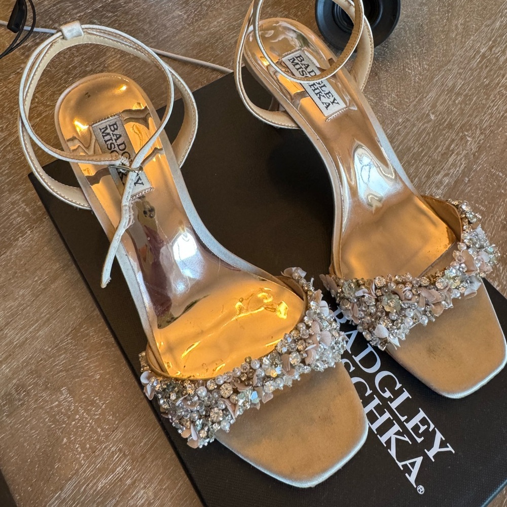 Badgley Mischka Gold Embellished Heels